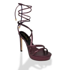 BRIGGITE 125 - Burgundy Regina Romero Zapato Sandalia Plataforma Tacon Alto Para Dama En Piel -Reginaromero Tienda de ventas Regina Romero zapatilla sandalia plataforma Brigitte vino piel 2