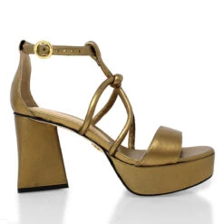 CALIPSO 95 - Oro Viejo Regina Romero Zapato Sandalia Plataforma Tacon Alto Para Dama En Piel