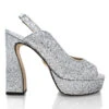 CHERYL 125 - Glitter Plata Regina Romero Zapato Sandalia Plataforma Tacon Alto Para Dama En Piel