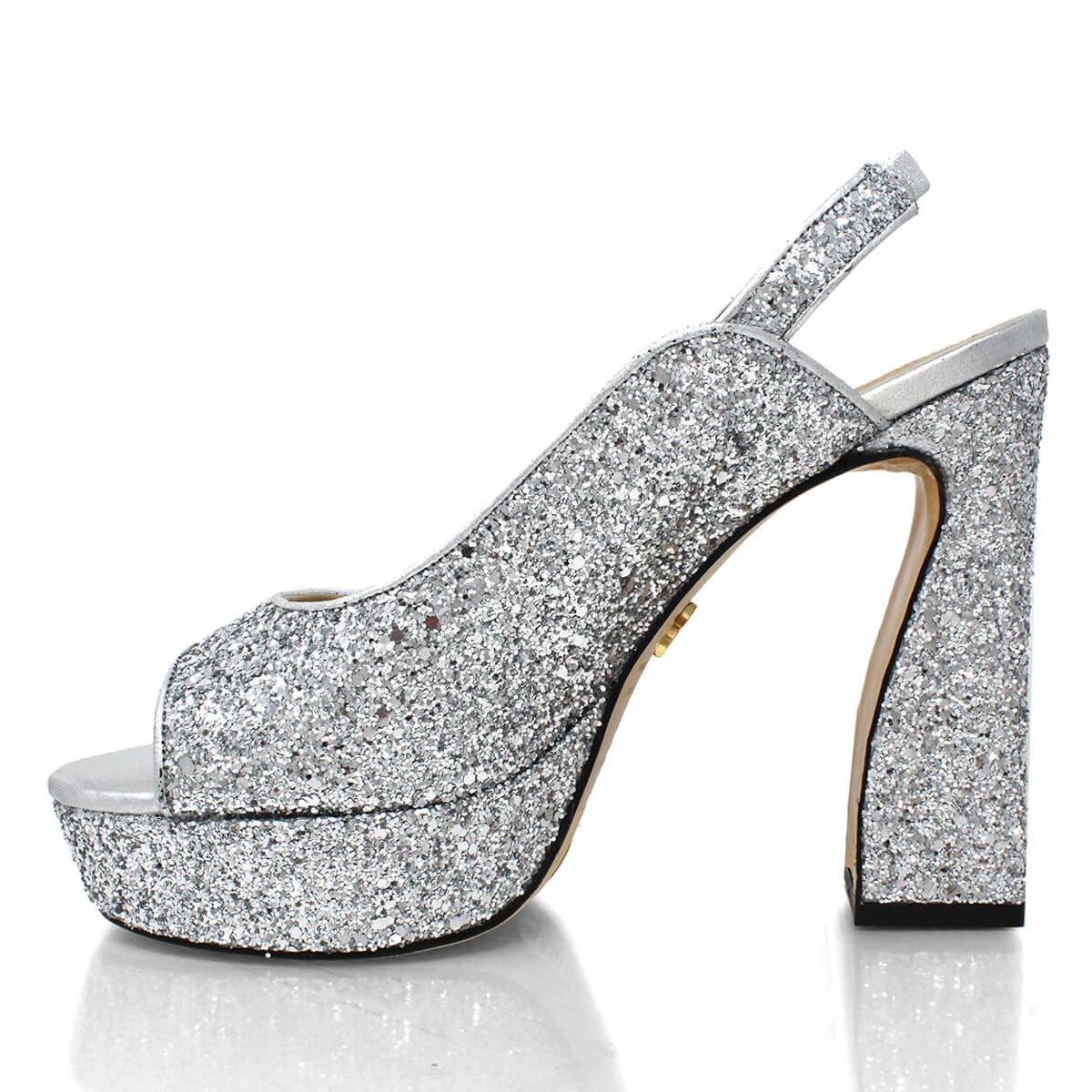 CHERYL 125 - Glitter Plata Regina Romero Zapato Sandalia Plataforma Tacon Alto Para Dama En Piel 8 CHERYL 125 - Glitter Plata Regina Romero Zapato Sandalia Plataforma Tacon Alto Para Dama En Piel - Imagen 8