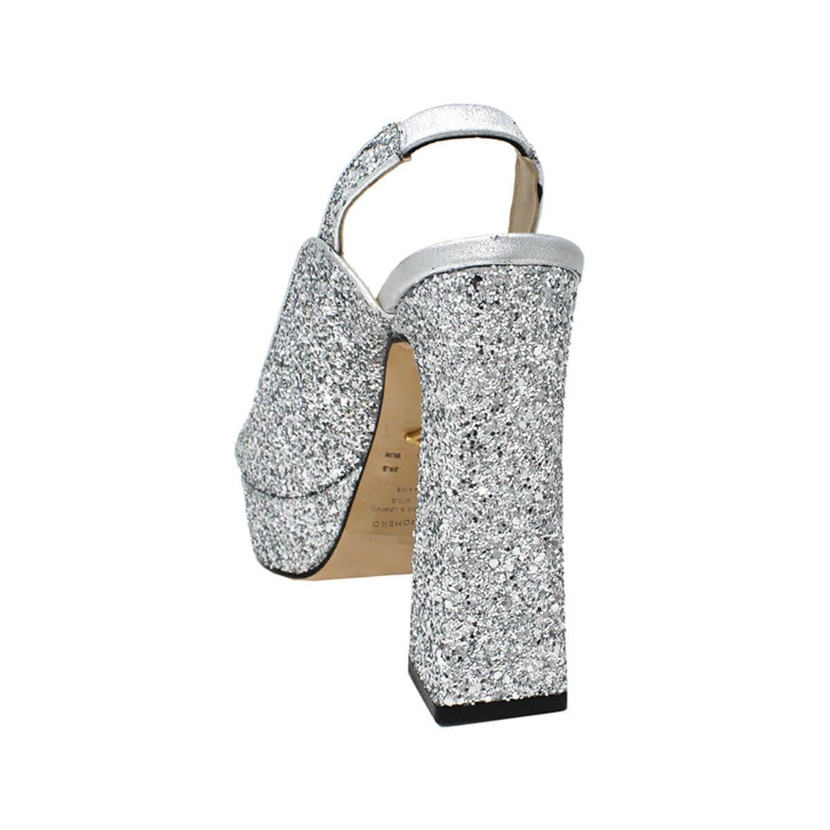 CHERYL 125 - Glitter Plata Regina Romero Zapato Sandalia Plataforma Tacon Alto Para Dama En Piel 10 CHERYL 125 - Glitter Plata Regina Romero Zapato Sandalia Plataforma Tacon Alto Para Dama En Piel - Imagen 10