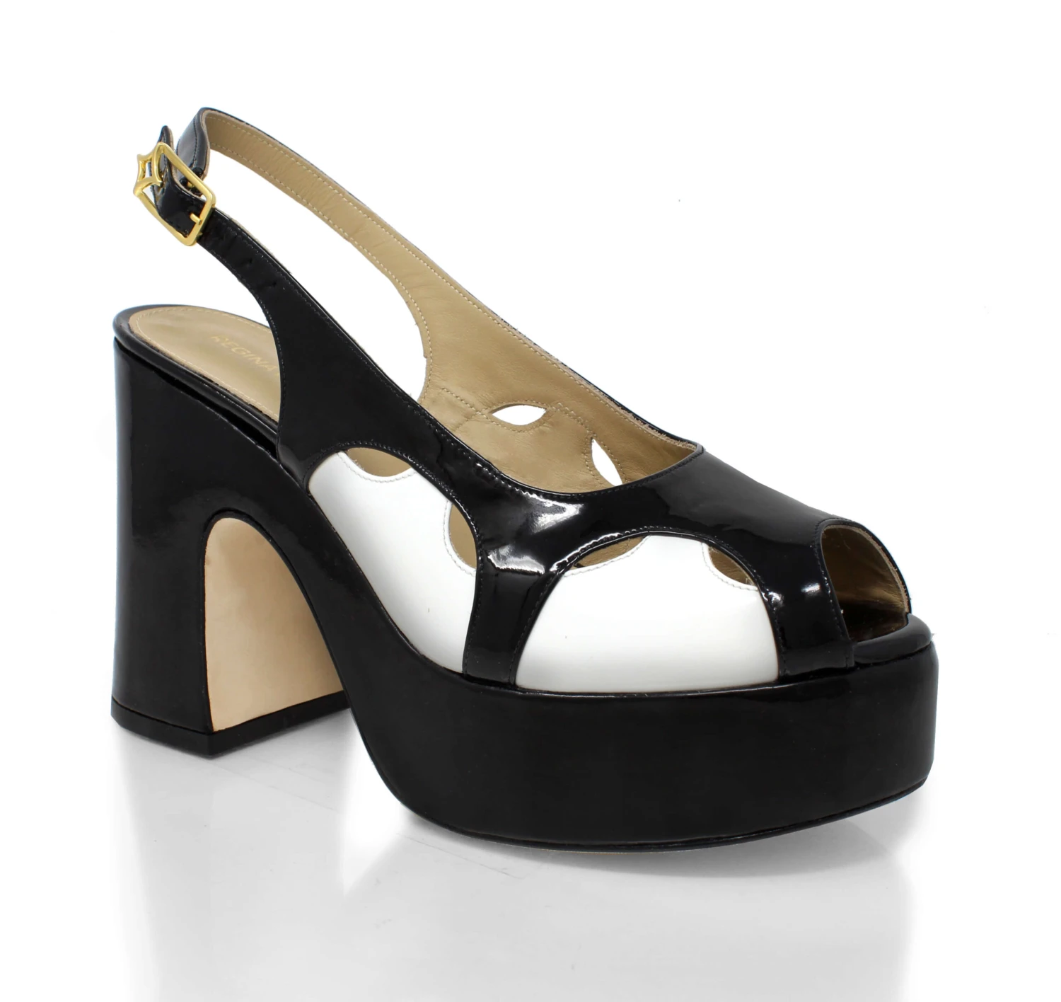 EVE 100 - Negro Y Blanco Regina Romero Zapato Sandalia Plataforma Tacon Alto Para Dama En Piel - Imagen 4