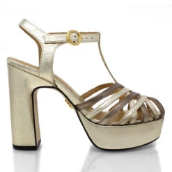 HELENA 120 - Seda Y Oro Regina Romero Zapato Sandalia Plataforma Tacon Alto Para Dama En Piel