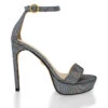 LAURA 125 - Glitter Plata Regina Romero Zapato Sandalia Plataforma Tacon Alto Para Dama En Piel