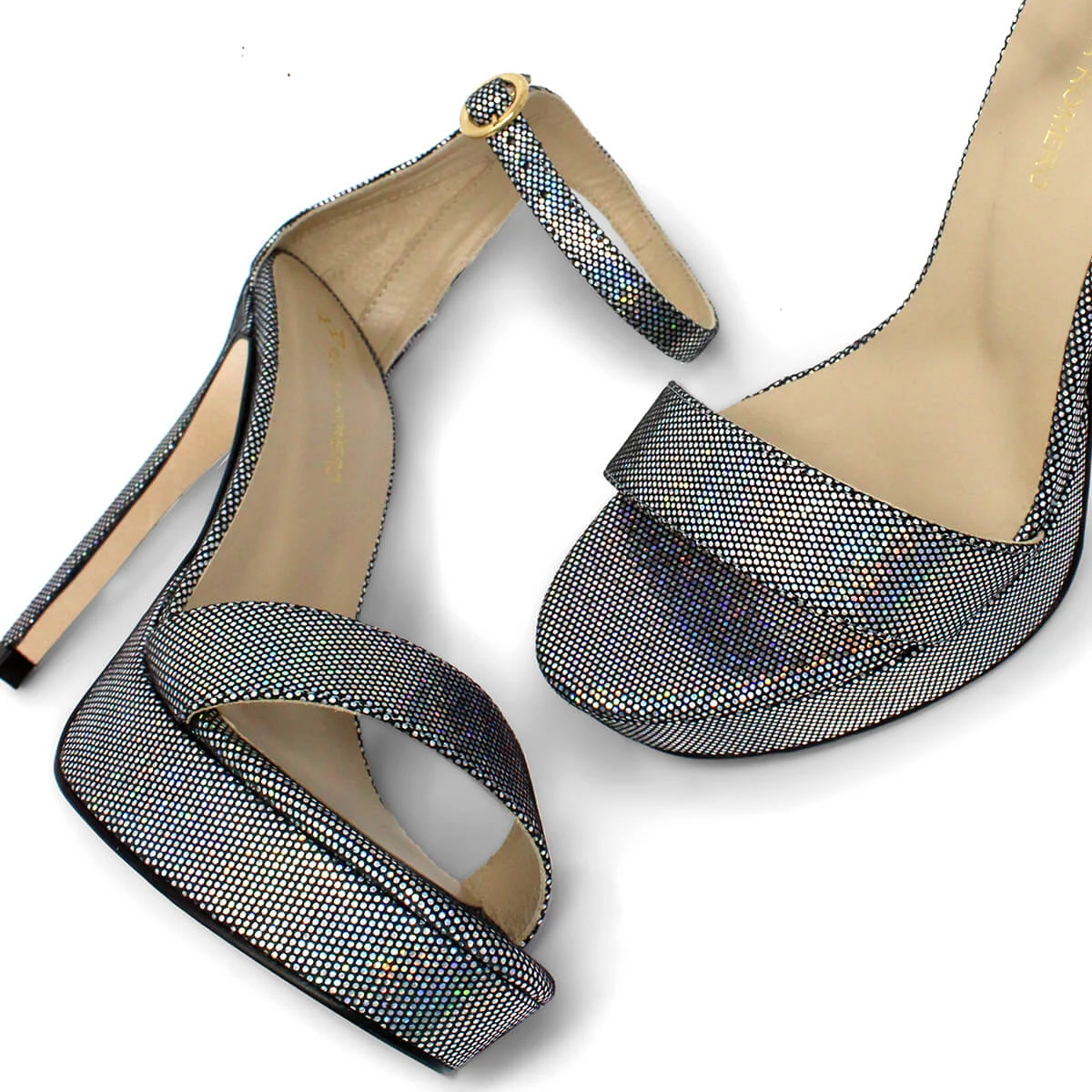 LAURA 125 - Glitter Plata Regina Romero Zapato Sandalia Plataforma Tacon Alto Para Dama En Piel 11 LAURA 125 - Glitter Plata Regina Romero Zapato Sandalia Plataforma Tacon Alto Para Dama En Piel - Imagen 11