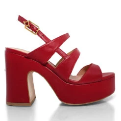 MARITE 105 - Rojo Regina Romero Zapato Sandalia Plataforma Tacon Alto Para Dama En Piel