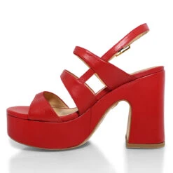 MARITE 105 - Rojo Regina Romero Zapato Sandalia Plataforma Tacon Alto Para Dama En Piel -Reginaromero Tienda de ventas Regina Romero zapatilla sandalia plataforma Marite rojo piel 4