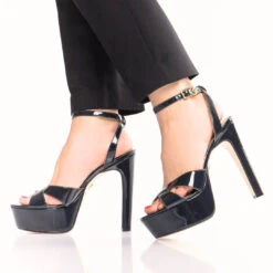 NINA 135 - Charol Marino Regina Romero Zapato Sandalia Plataforma Tacon Alto Para Dama En Piel -Reginaromero Tienda de ventas Regina Romero zapatilla sandalia plataforma Nina marino charol 12