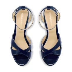 NINA 135 - Charol Marino Regina Romero Zapato Sandalia Plataforma Tacon Alto Para Dama En Piel -Reginaromero Tienda de ventas Regina Romero zapatilla sandalia plataforma Nina marino charol 2