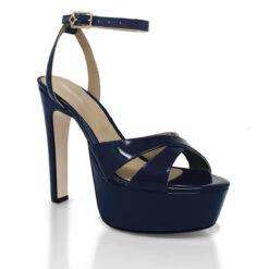 NINA 135 - Charol Marino Regina Romero Zapato Sandalia Plataforma Tacon Alto Para Dama En Piel -Reginaromero Tienda de ventas Regina Romero zapatilla sandalia plataforma Nina marino charol 3