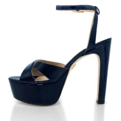 NINA 135 - Charol Marino Regina Romero Zapato Sandalia Plataforma Tacon Alto Para Dama En Piel -Reginaromero Tienda de ventas Regina Romero zapatilla sandalia plataforma Nina marino charol 4