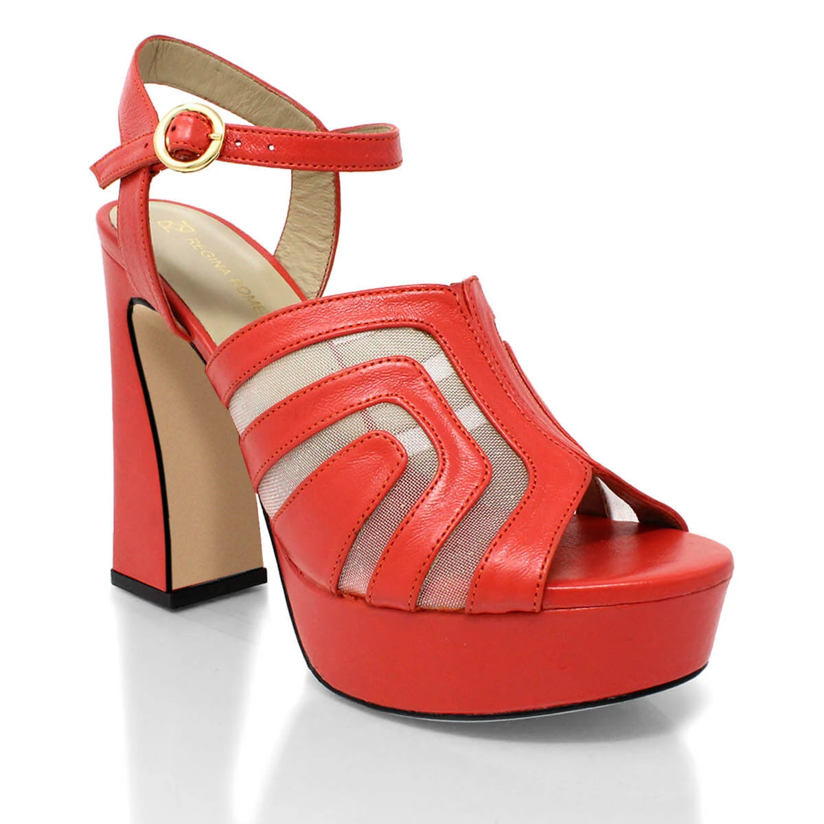 ROBIN 125 - Coral Regina Romero Zapato Sandalia Plataforma Tacon Alto Para Dama En Piel - Imagen 6