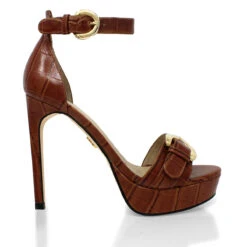 TROPEZ 135 - Cafe Regina Romero Zapato Sandalia Plataforma Tacon Alto Para Dama En Piel