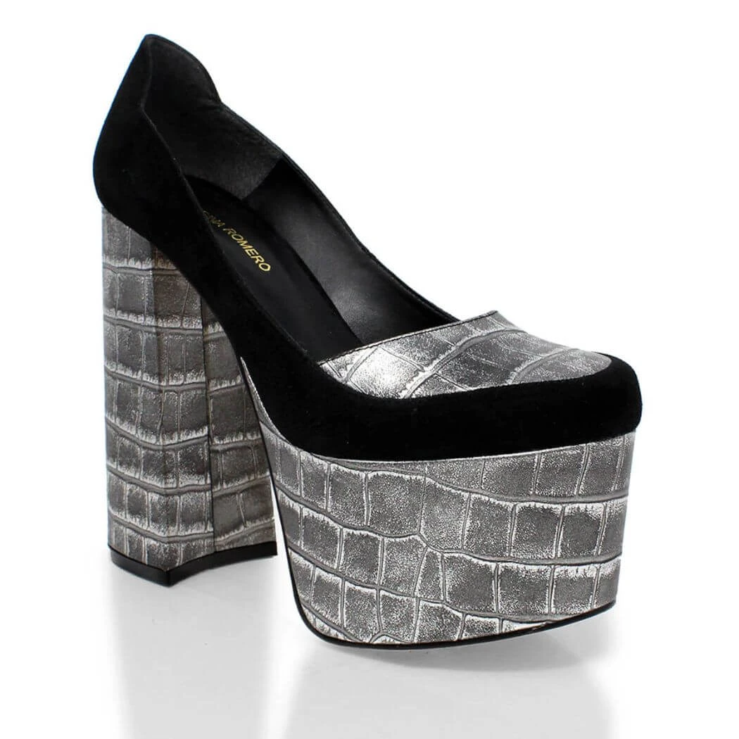 ROSE 150 - Plata Regina Romero Zapato Plataforma Tacon Alto Para Dama En Piel 6 ROSE 150 - Plata Regina Romero Zapato Plataforma Tacon Alto Para Dama En Piel - Imagen 6