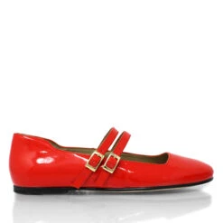 VIOLET - Charol Rojo Geranio Regina Romero Zapato Flat Balerina De Piso Para Dama En Piel