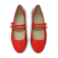 VIOLET - Charol Rojo Geranio Regina Romero Zapato Flat Balerina De Piso Para Dama En Piel -Reginaromero Tienda de ventas Regina Romero zapato flat Violet charol rojo 2