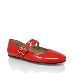 VIOLET - Charol Rojo Geranio Regina Romero Zapato Flat Balerina De Piso Para Dama En Piel -Reginaromero Tienda de ventas Regina Romero zapato flat Violet charol rojo 3