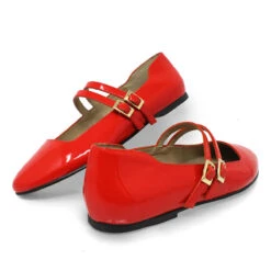 VIOLET - Charol Rojo Geranio Regina Romero Zapato Flat Balerina De Piso Para Dama En Piel -Reginaromero Tienda de ventas Regina Romero zapato flat Violet charol rojo 7