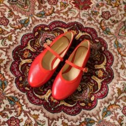 CLAIRE - Rojo Regina Romero Zapato Flat Balerina De Piso Para Dama En Piel -Reginaromero Tienda de ventas Regina Romero zapato flat ballerina Claire rojo piel ante 07