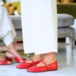 CLAIRE - Rojo Regina Romero Zapato Flat Balerina De Piso Para Dama En Piel -Reginaromero Tienda de ventas Regina Romero zapato flat ballerina Claire rojo piel ante 08