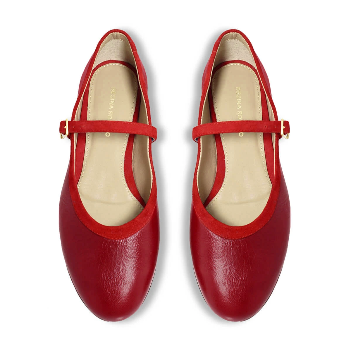 CLAIRE - Rojo Regina Romero Zapato Flat Balerina De Piso Para Dama En Piel - Imagen 7