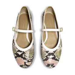 CLAIRE - Beige Regina Romero Zapato Flat Balerina De Piso Para Dama En Piel -Reginaromero Tienda de ventas Regina Romero zapato flat ballerina Claire snake latte piel 2