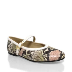 CLAIRE - Beige Regina Romero Zapato Flat Balerina De Piso Para Dama En Piel -Reginaromero Tienda de ventas Regina Romero zapato flat ballerina Claire snake latte piel 3