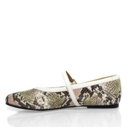 CLAIRE - Beige Regina Romero Zapato Flat Balerina De Piso Para Dama En Piel -Reginaromero Tienda de ventas Regina Romero zapato flat ballerina Claire snake latte piel 4