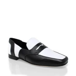 CLARK - Blanco Y Negro Regina Romero Zapato Mocasin De Piso Para Dama En Piel -Reginaromero Tienda de ventas Regina Romero zapato mocasin Clark blanco negro piel 3