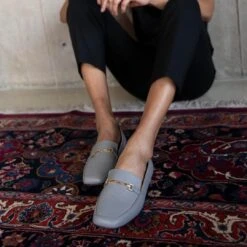 LUA - Gris Regina Romero Zapato Mocasin De Piso Para Dama En Piel -Reginaromero Tienda de ventas Regina Romero zapato mocasin de piso Lua gris piel 8