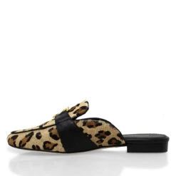 SAMMY - Beige Print Regina Romero Zapato Flat Mule De Piso Para Dama En Piel -Reginaromero Tienda de ventas Regina Romero zapato mule mocasin Sammy cheetah print piel 4