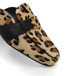 SAMMY - Beige Print Regina Romero Zapato Flat Mule De Piso Para Dama En Piel -Reginaromero Tienda de ventas Regina Romero zapato mule mocasin Sammy cheetah print piel 5