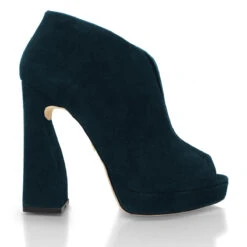 ZAIS 125 - Ante Azul Verde Regina Romero Zapato Sandalia Plataforma Tacon Alto Para Dama En Piel