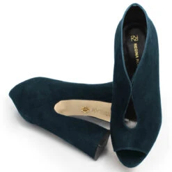 ZAIS 125 - Ante Azul Verde Regina Romero Zapato Sandalia Plataforma Tacon Alto Para Dama En Piel -Reginaromero Tienda de ventas Regina Romero zapato plataforma Zais ante petroleo piel 7