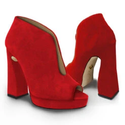 ZAIS 125 - Ante Carmin Regina Romero Zapato Sandalia Plataforma Tacon Alto Para Dama En Piel -Reginaromero Tienda de ventas Regina Romero zapato plataforma Zais ante rojo piel 7