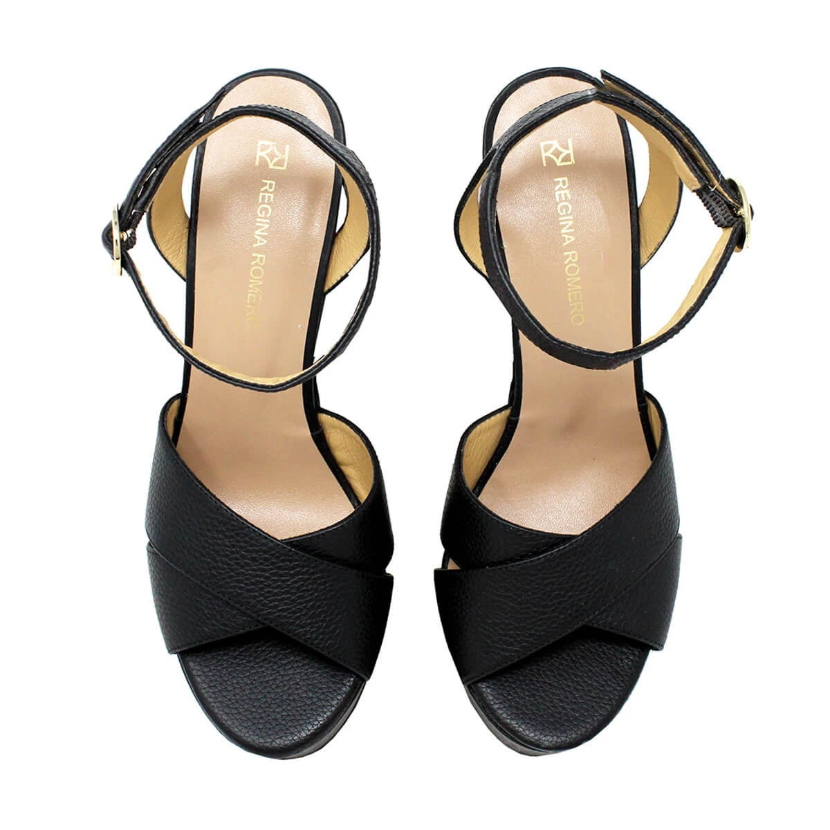 AURA 150 - Negro Regina Romero Zapato Sandalia Plataforma Tacon Alto Para Dama En Piel - Imagen 7