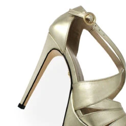 MAGDALENA 125 - Oro Claro Regina Romero Zapato Sandalia Plataforma Tacon Alto Para Dama En Piel -Reginaromero Tienda de ventas Regina Romero zapato sandalia plataforma tacon alto Magdalena 135 oro ingles piel 4