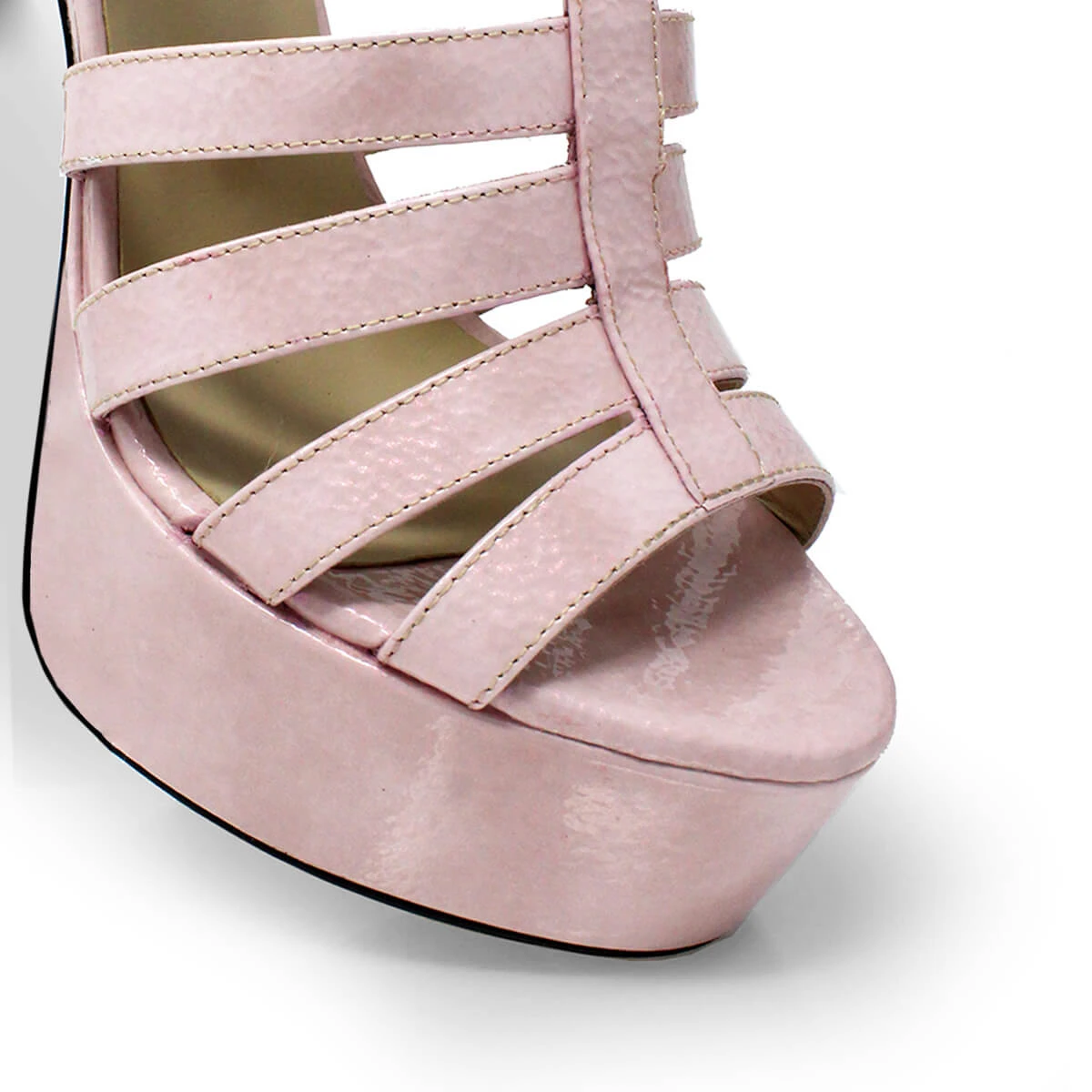 ROMI 135 - Charol Rosa Claro Regina Romero Zapato Sandalia Plataforma Tacon Alto Para Dama En Piel - Imagen 9