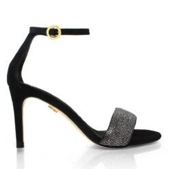 CHANTAL 85 GLAM - Ante Negro Regina Romero Zapato Sandalia Zapatilla Tacon Alto Para Dama En Piel