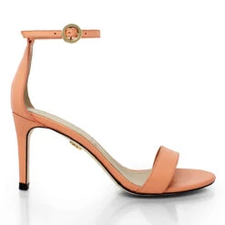 CLAUDINE 85 - Coral Regina Romero Zapato Sandalia Zapatilla Tacon Alto Para Dama En Piel