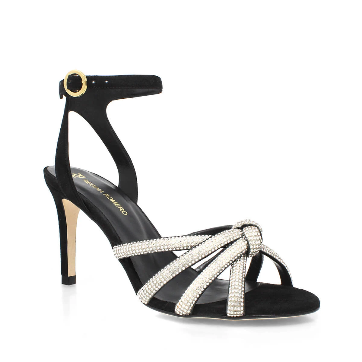 MARTINA 85 GLAM - Ante Negro Regina Romero Zapato Sandalia Zapatilla Tacon Alto Para Dama En Piel - Imagen 6