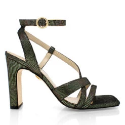 PIA 100 - Negro E Inox Regina Romero Zapato Sandalia Zapatilla Tacon Alto Para Dama En Piel