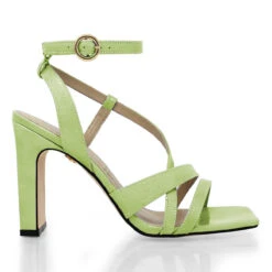 PIA 100 - Charol Verde Claro Regina Romero Zapato Sandalia Zapatilla Tacon Alto Para Dama En Piel