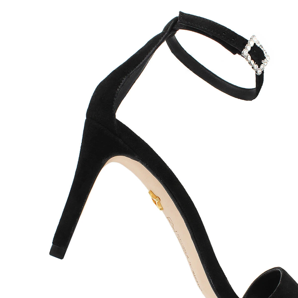 CLAUDINE 85 GLAM - Ante Negro Regina Romero Zapato Sandalia Zapatilla Tacon Alto Para Dama En Piel - Imagen 9