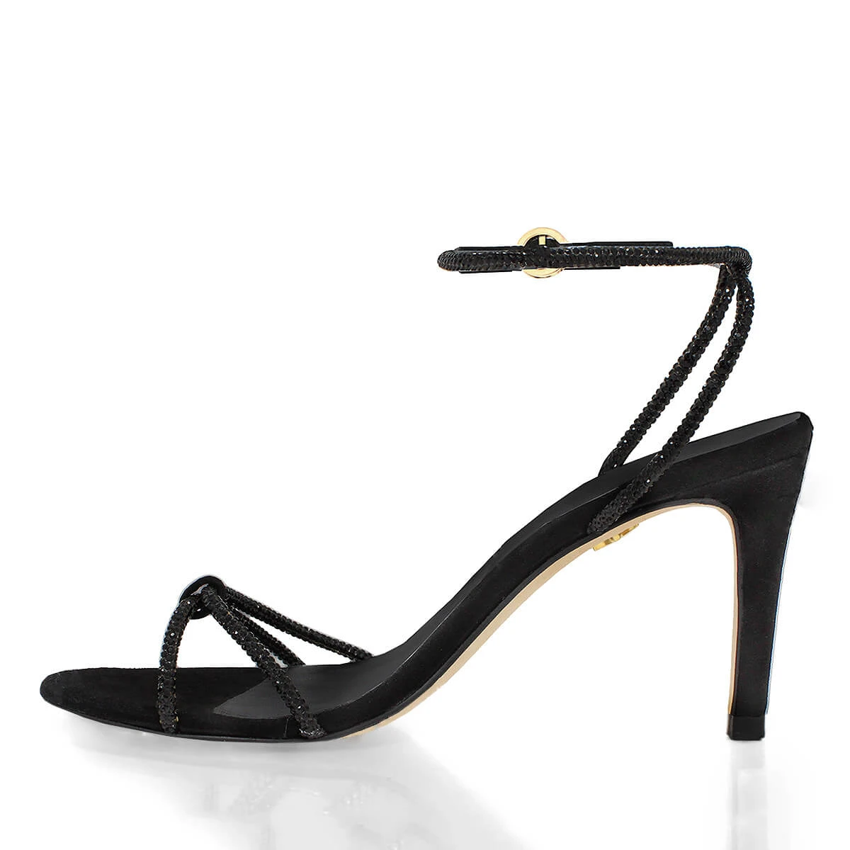 ELOISE 85 GLAM - Ante Negro Regina Romero Zapato Sandalia Zapatilla Tacon Alto Para Dama En Piel - Imagen 7