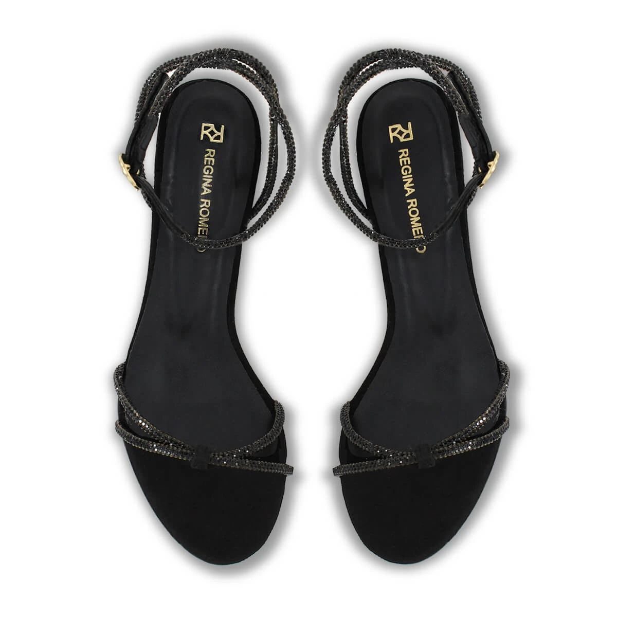 ELOISE 85 GLAM - Ante Negro Regina Romero Zapato Sandalia Zapatilla Tacon Alto Para Dama En Piel - Imagen 8