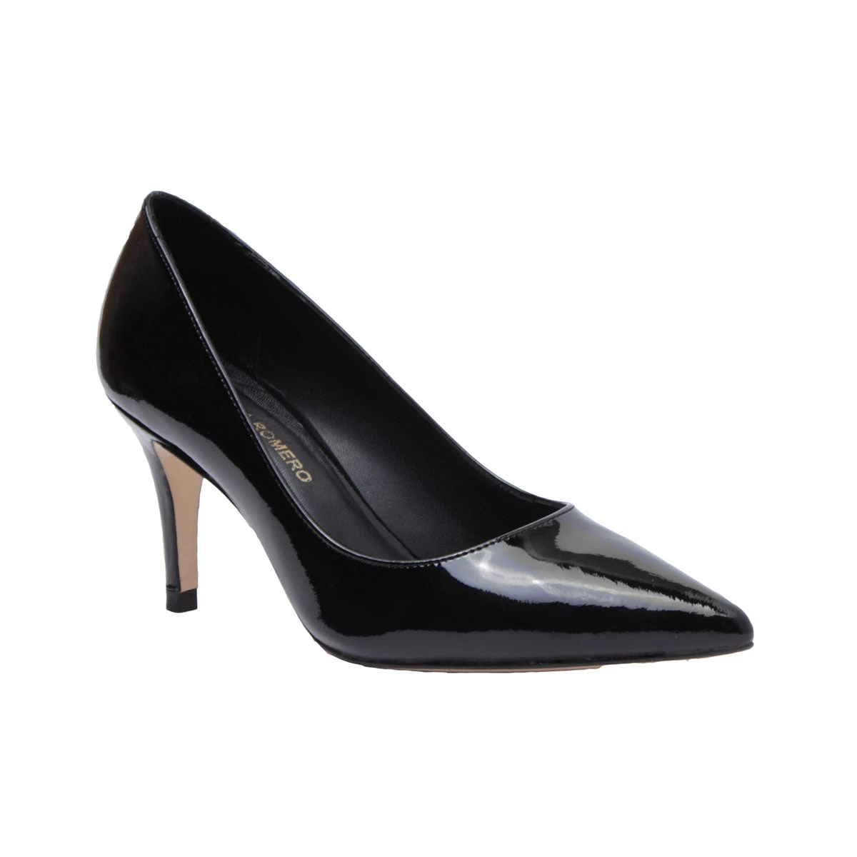 REGINA PUMP 75 - Charol Negro Regina Romero Zapato Zapatilla Tacon Alto Para Dama En Piel - Imagen 4