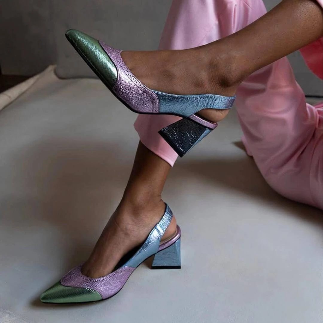 LIZZY 50 - Mix Pastel Regina Romero Zapato Zapatilla Tacon Bajo Para Dama En Piel - Imagen 4