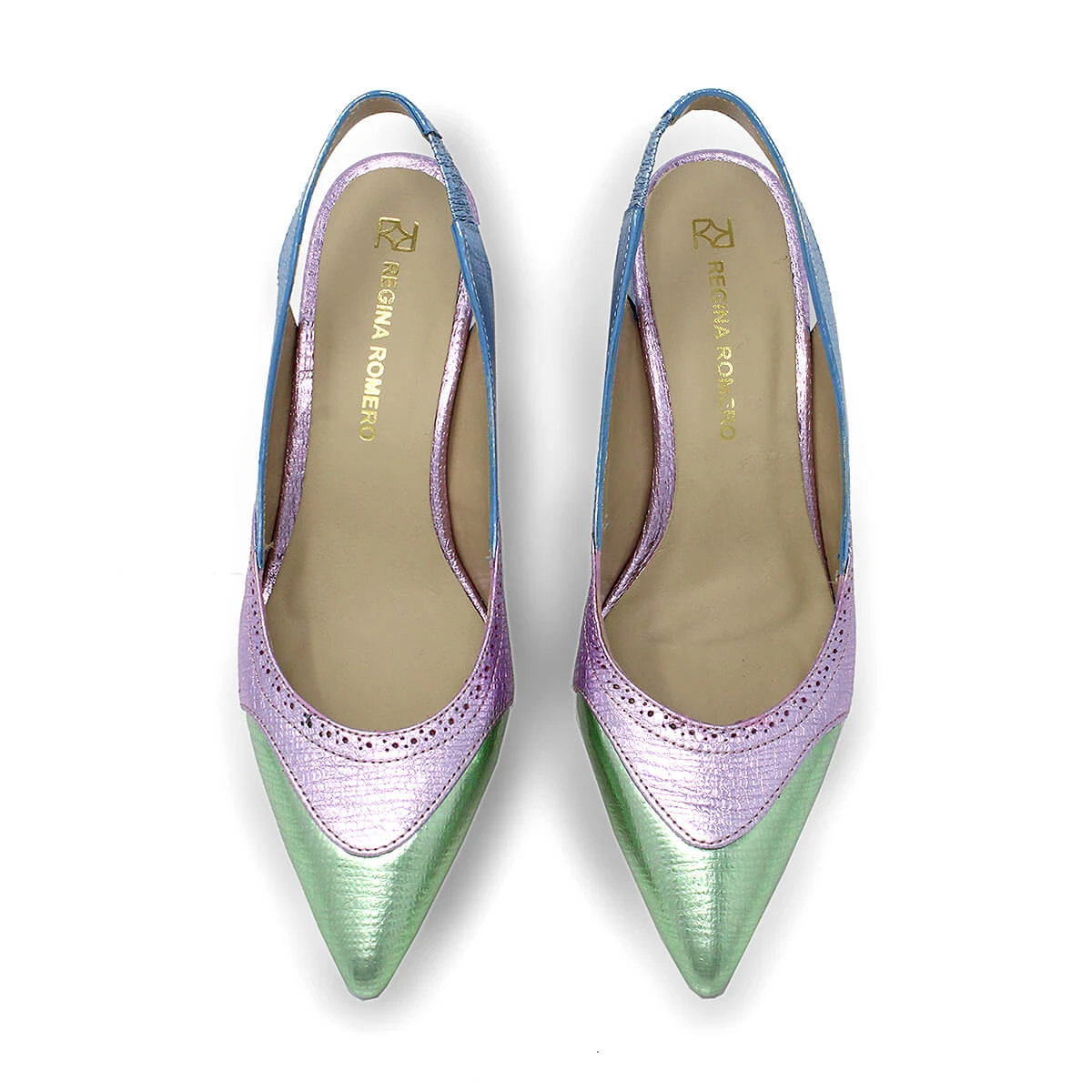 LIZZY 50 - Mix Pastel Regina Romero Zapato Zapatilla Tacon Bajo Para Dama En Piel - Imagen 8