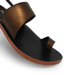 ASHA - Bronce Regina Romero Resort Zapato Sandalia De Piso Para Dama En Piel -Reginaromero Tienda de ventas Regina romero sandalia flat Asha bronce piel 5